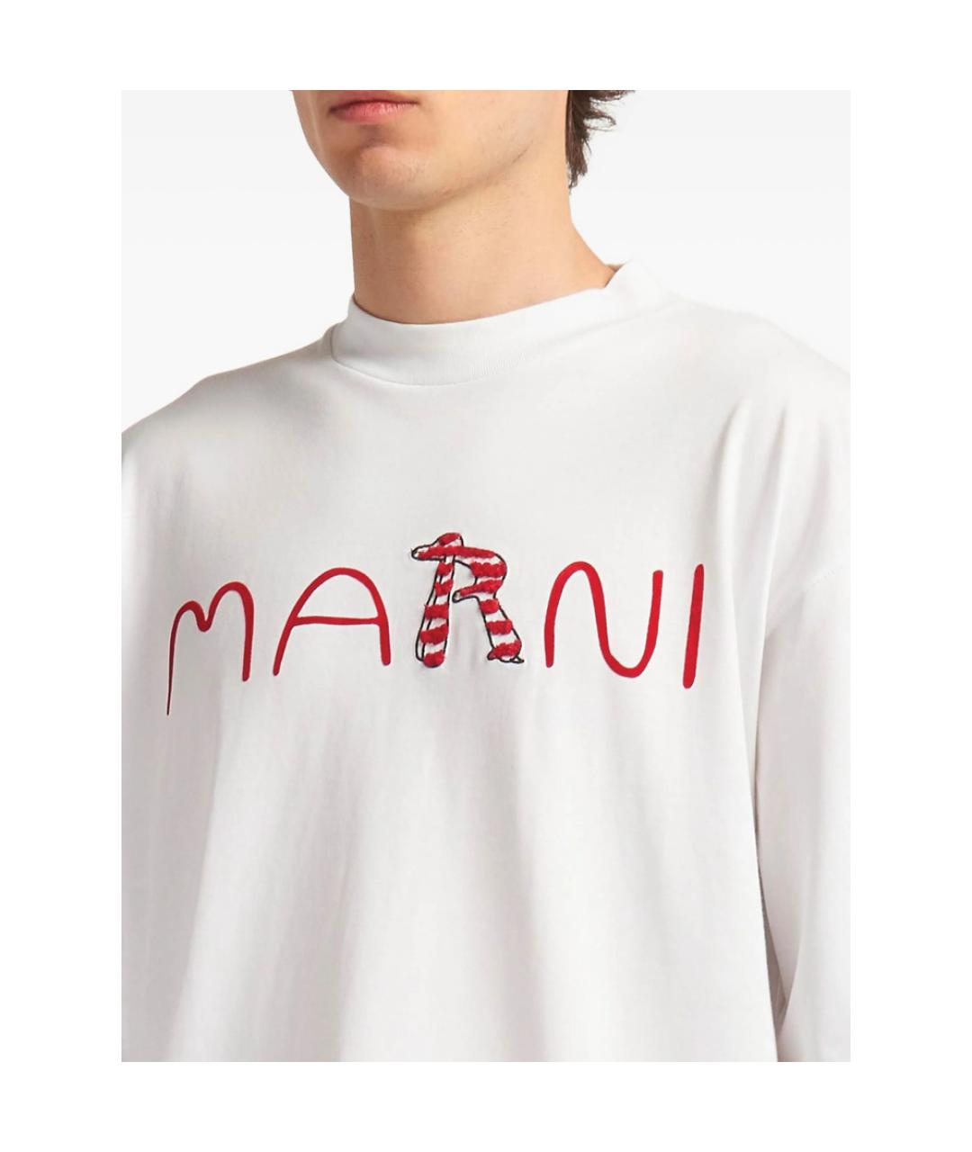 MARNI Белая хлопковая футболка, фото 2