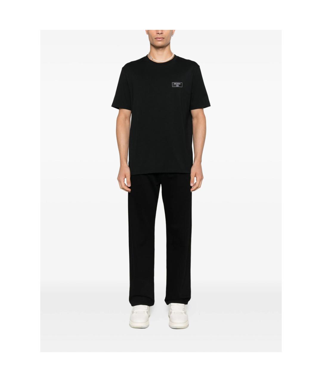 BALMAIN Черная хлопковая футболка, фото 1