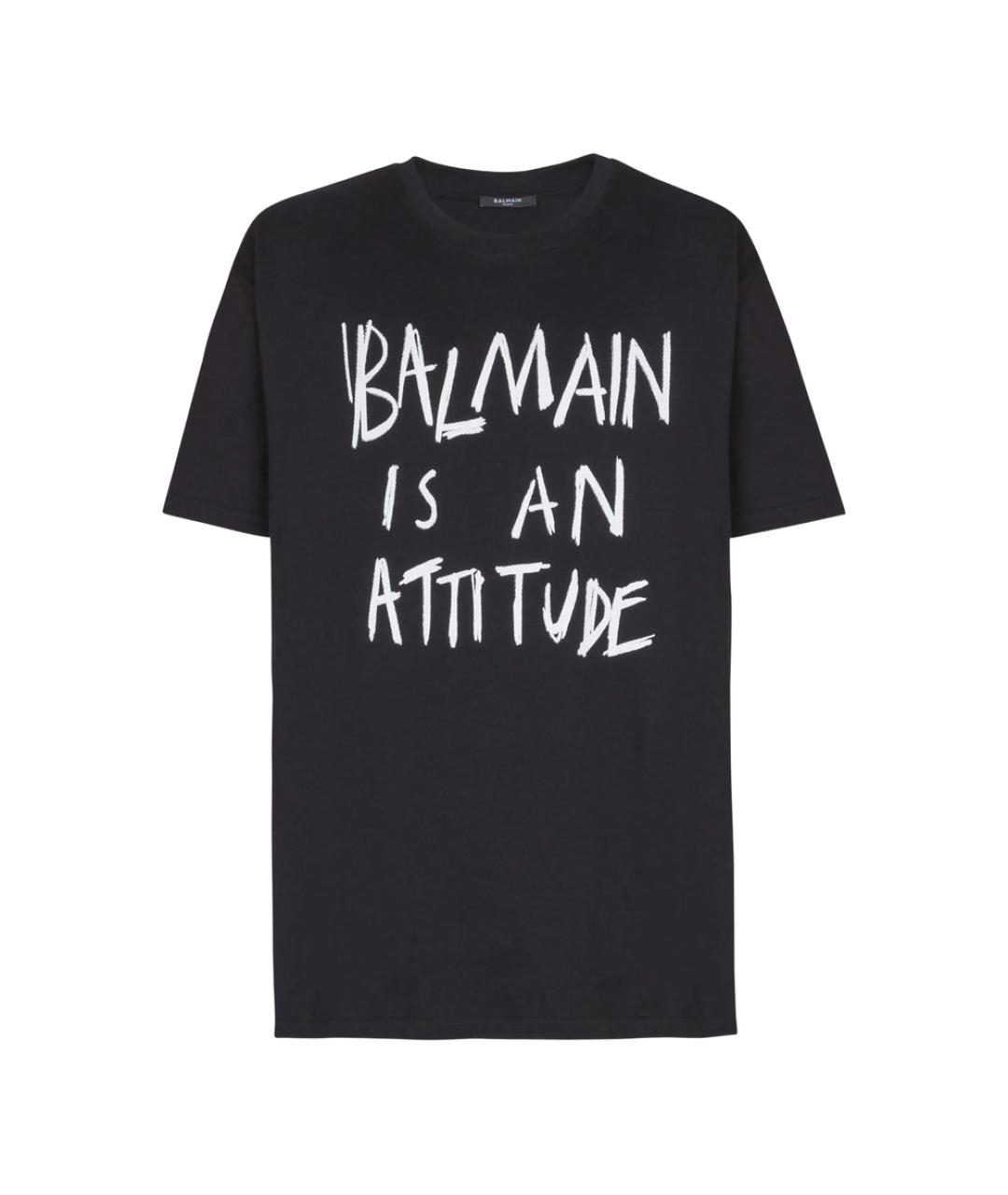 BALMAIN Черная хлопковая футболка, фото 1