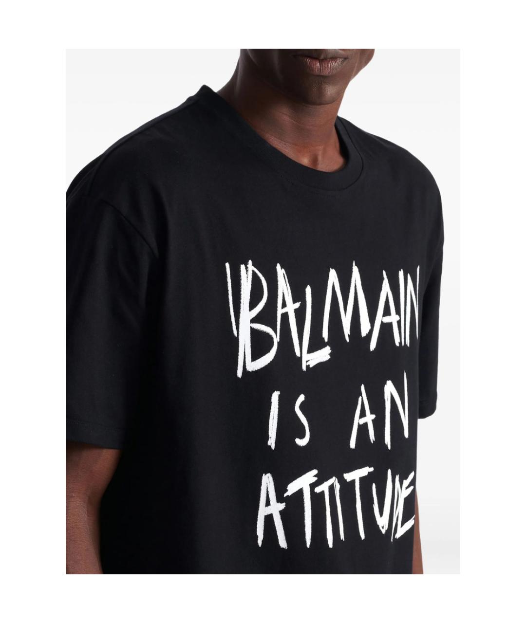 BALMAIN Черная хлопковая футболка, фото 5