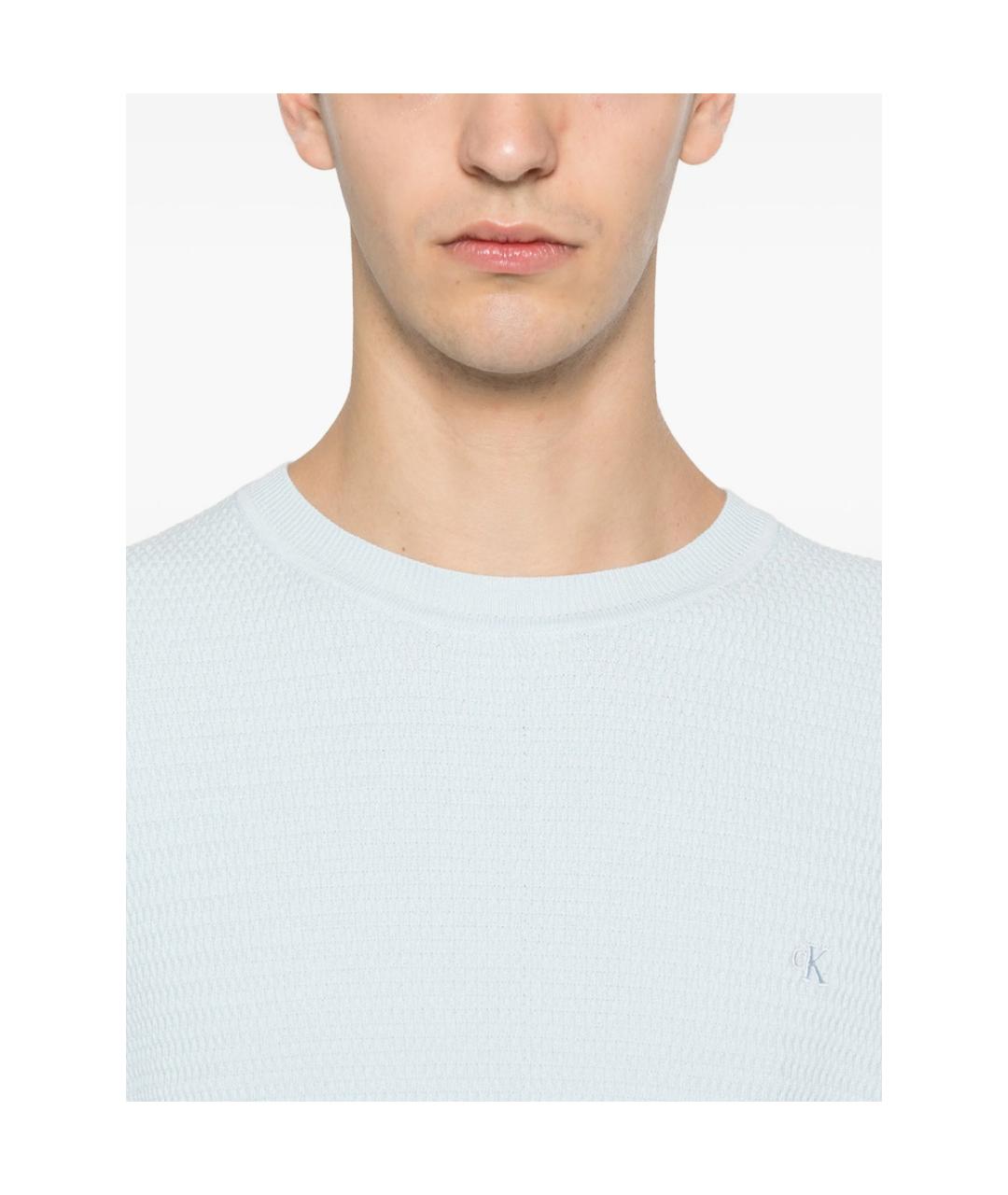 CALVIN KLEIN Голубой хлопковый джемпер / свитер, фото 3