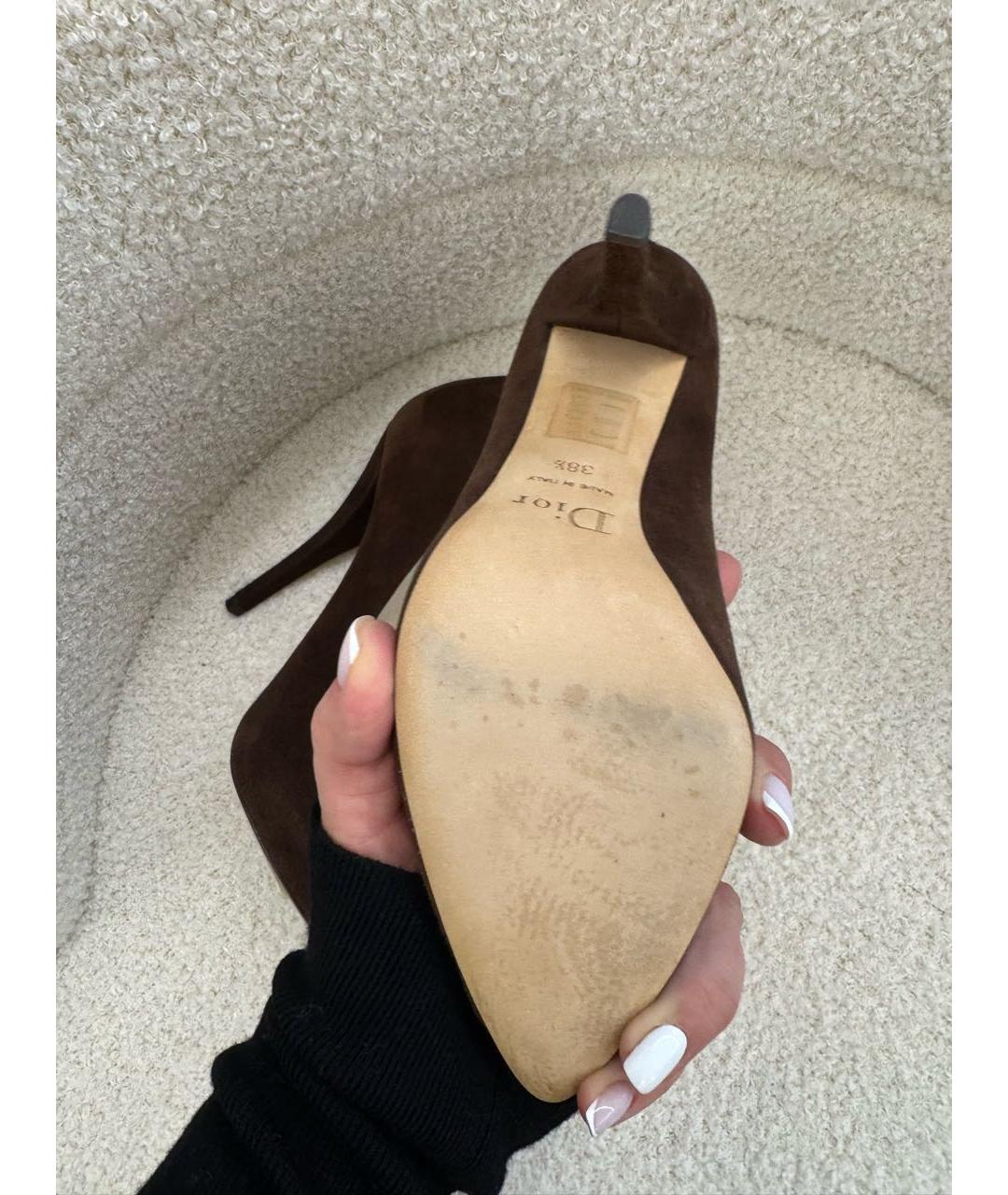 CHRISTIAN DIOR Коричневые замшевые туфли, фото 5