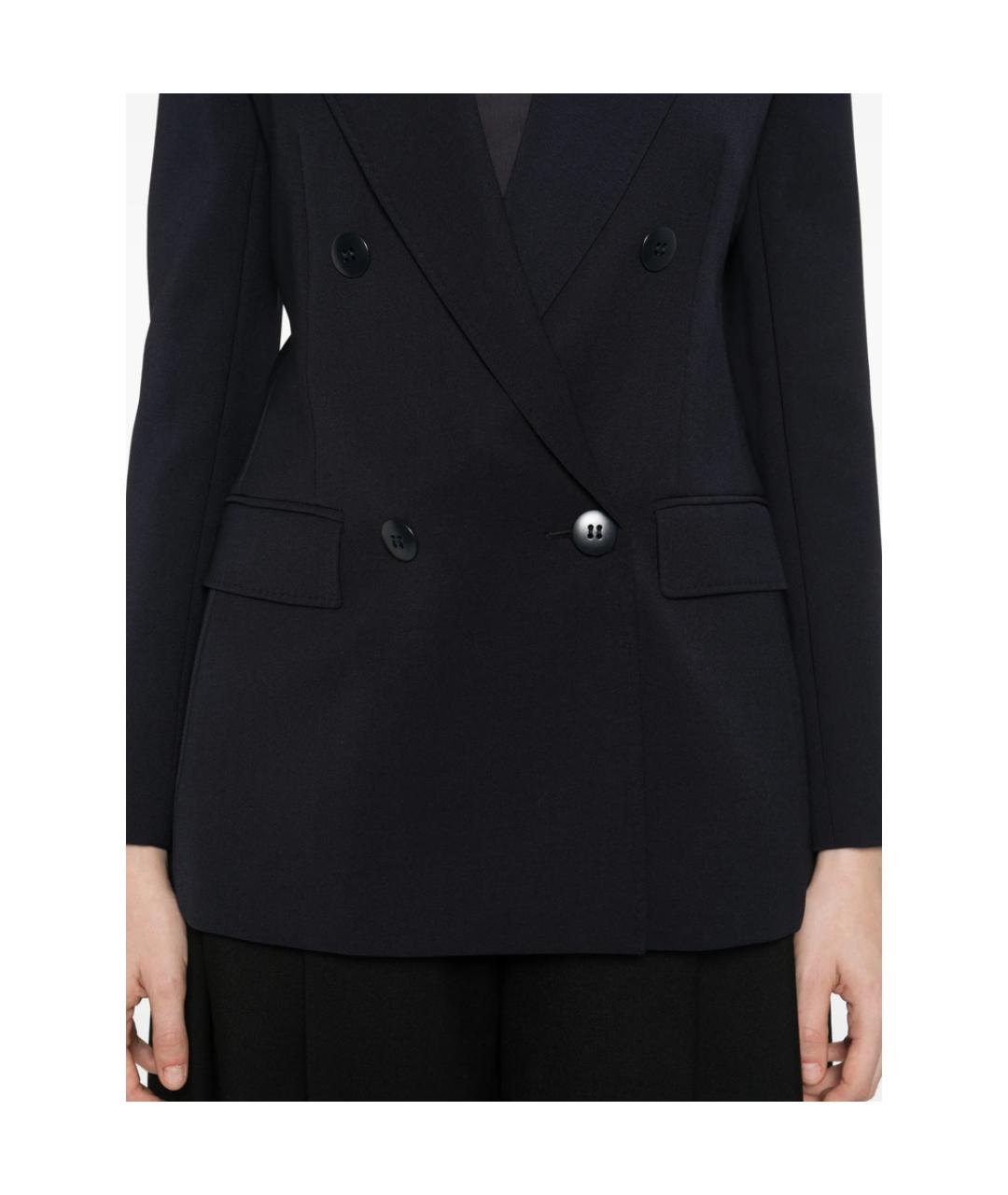 MAX MARA STUDIO Темно-синий полиэстеровый жакет/пиджак, фото 4