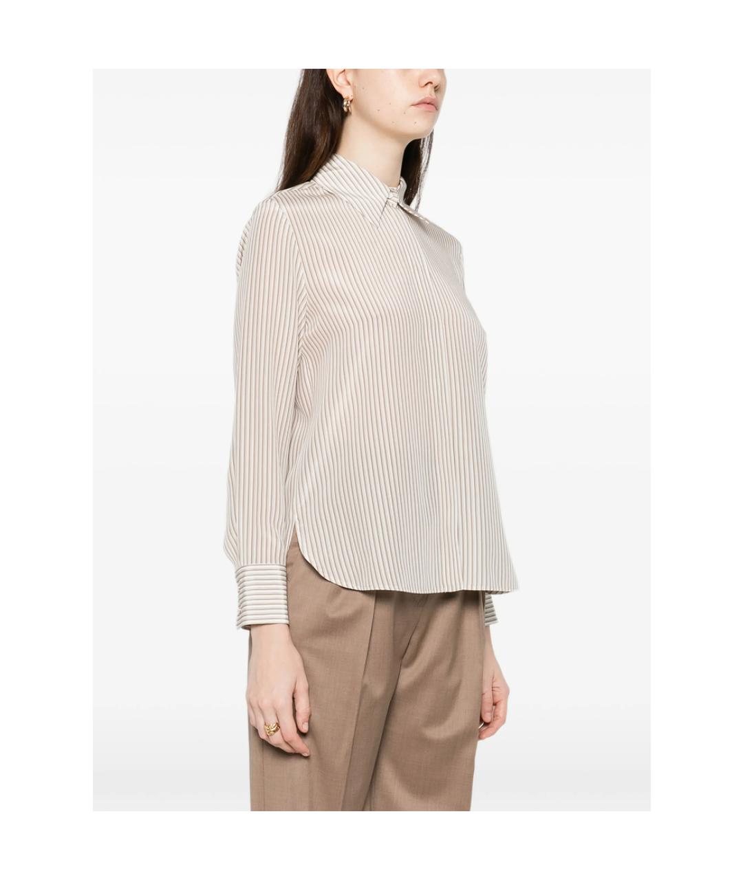 MAX MARA STUDIO Бежевая шелковая рубашка, фото 4