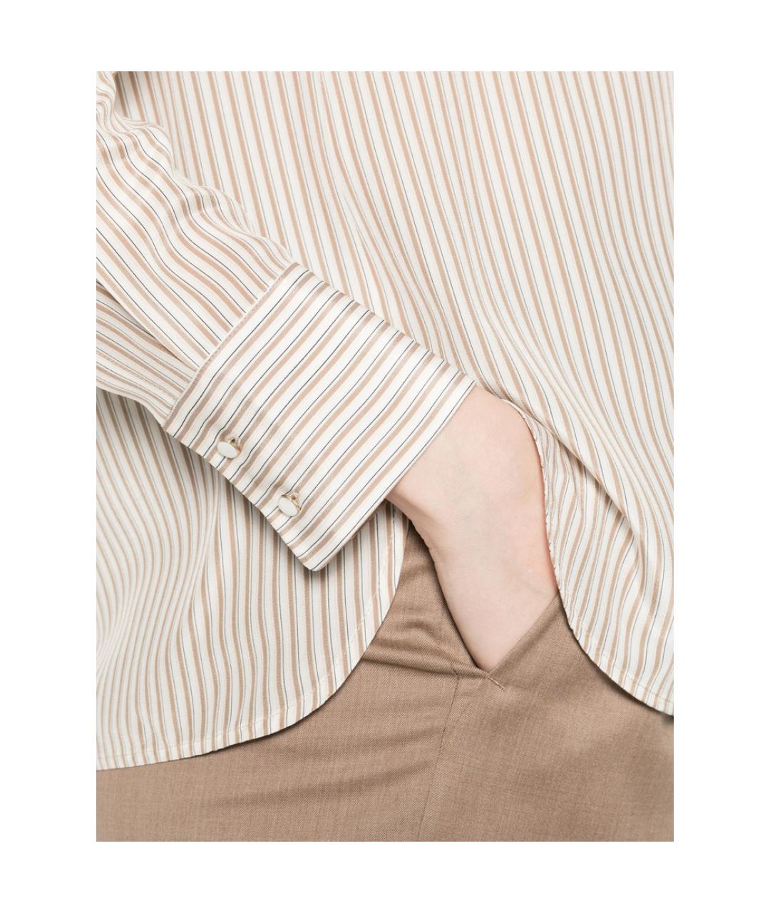 MAX MARA STUDIO Бежевая шелковая рубашка, фото 2