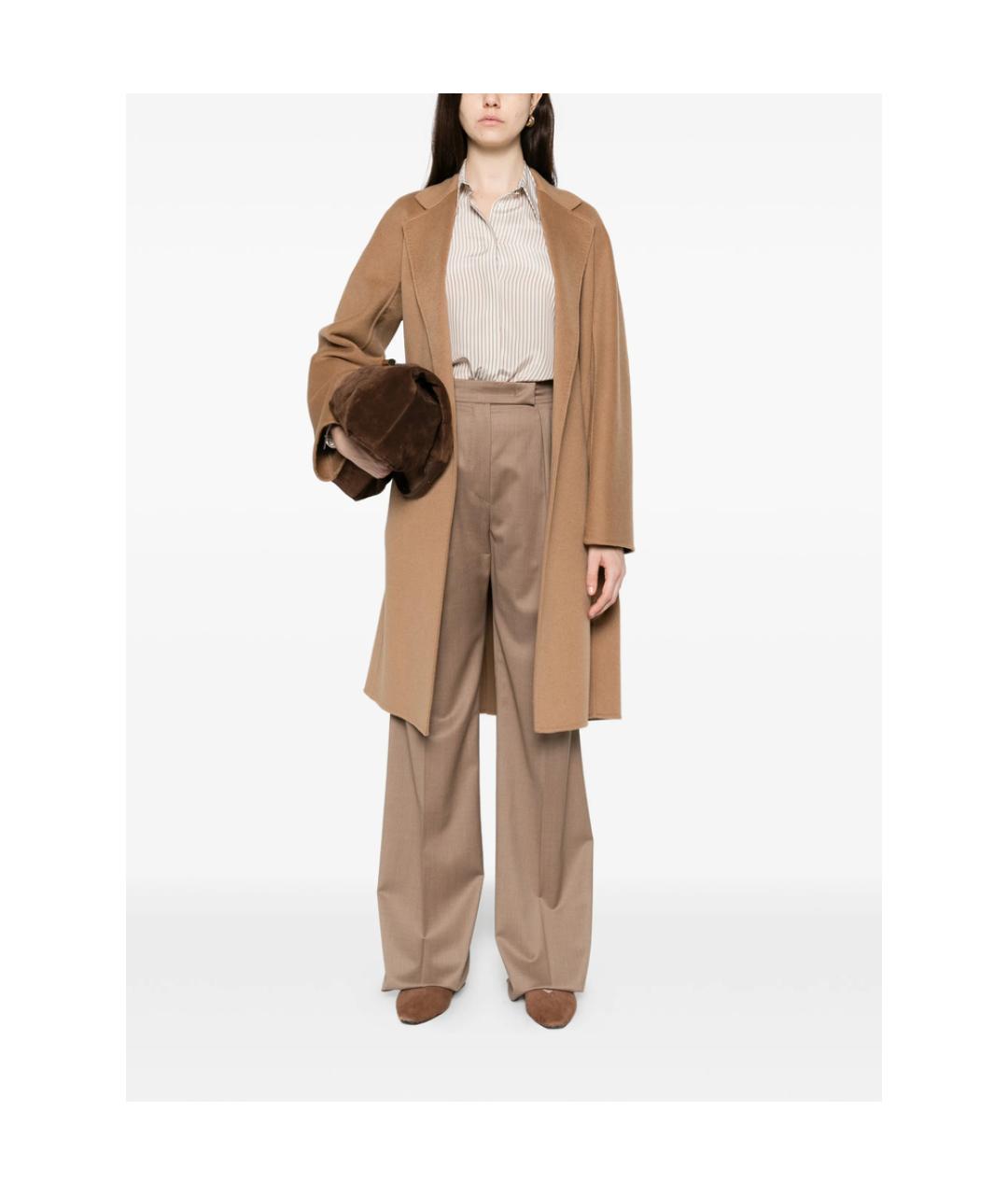 MAX MARA STUDIO Бежевая шелковая рубашка, фото 3