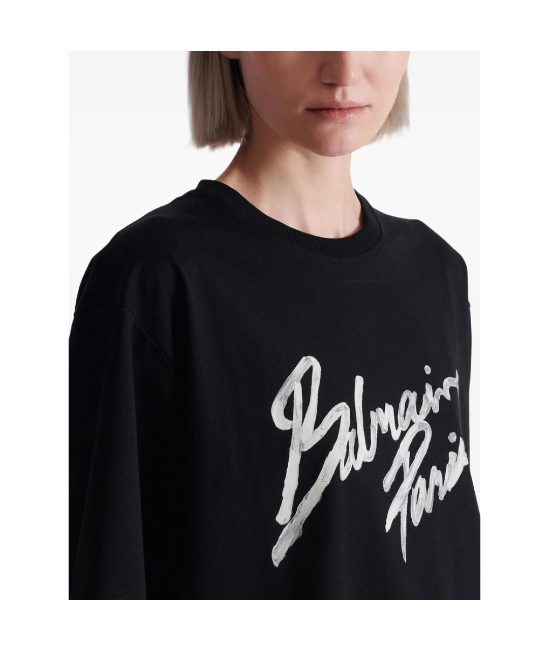 BALMAIN Черная хлопковая футболка, фото 2