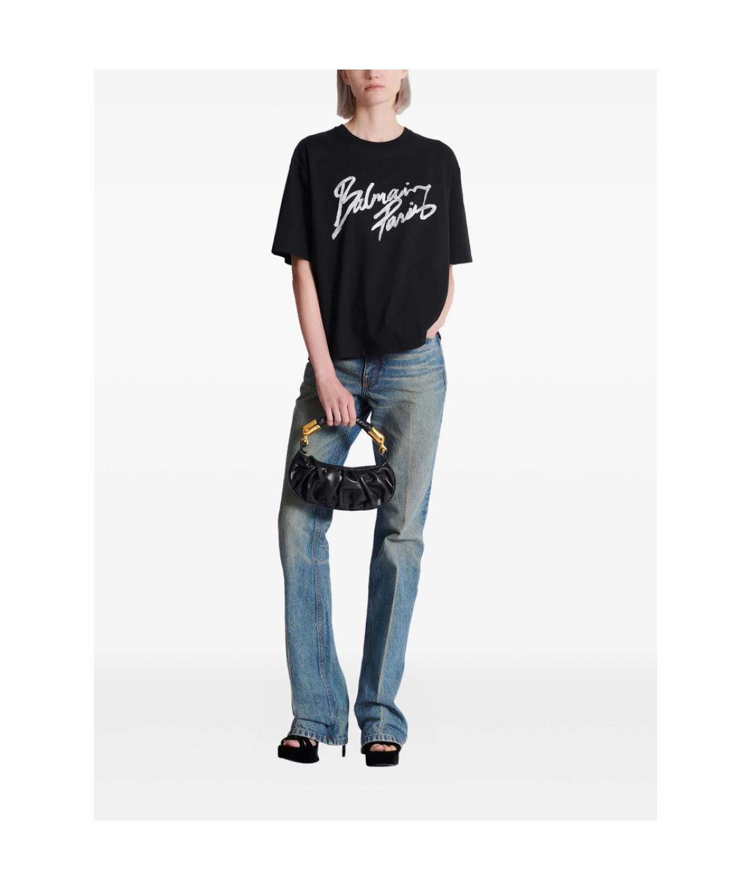 BALMAIN Черная хлопковая футболка, фото 5
