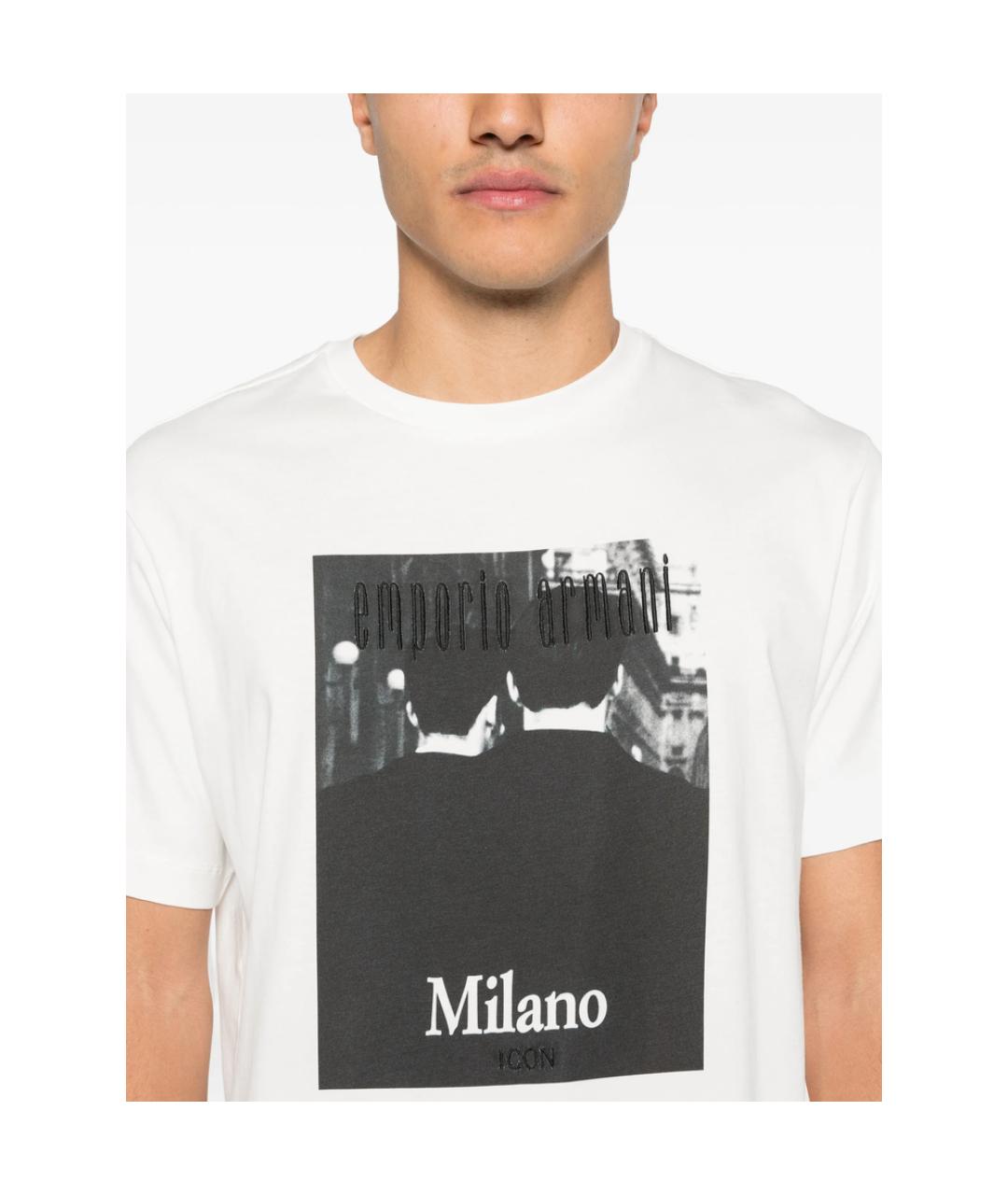 EMPORIO ARMANI Белая хлопковая футболка, фото 3