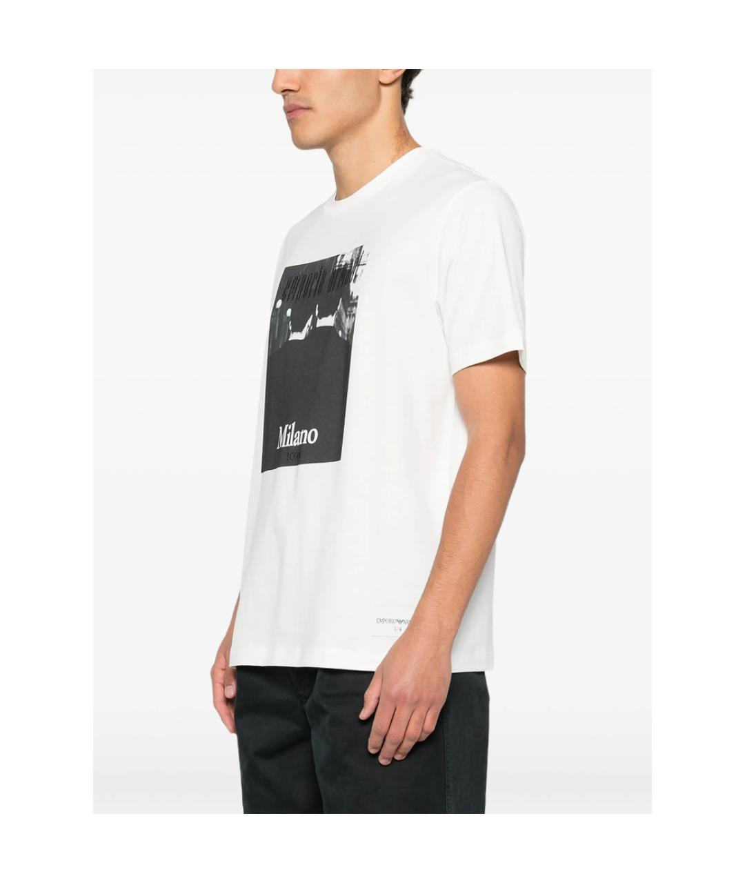 EMPORIO ARMANI Белая хлопковая футболка, фото 5