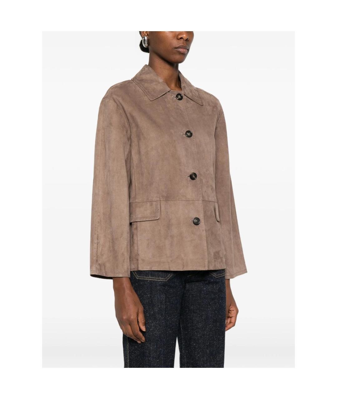 'S MAX MARA Коричневая замшевая куртка, фото 4