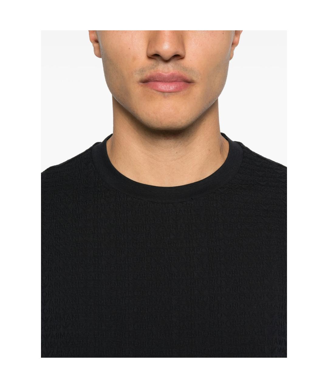 EMPORIO ARMANI Черная хлопковая футболка, фото 4