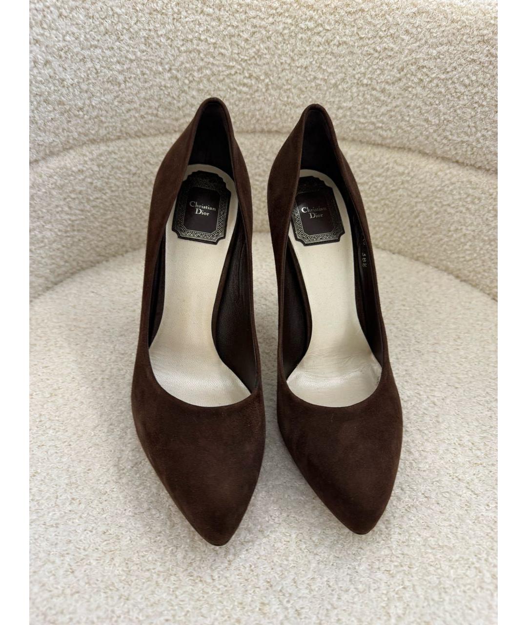 CHRISTIAN DIOR Коричневые замшевые туфли, фото 3