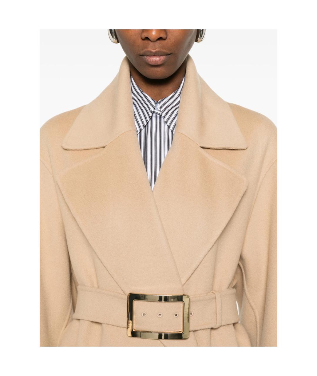 SPORTMAX Бежевое шерстяное пальто, фото 2