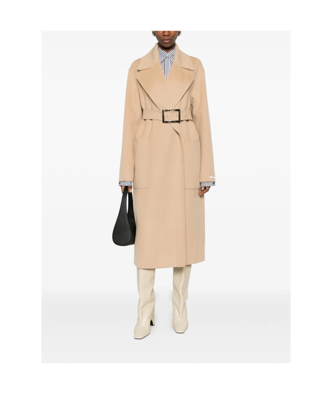 SPORTMAX Бежевое шерстяное пальто, фото 3