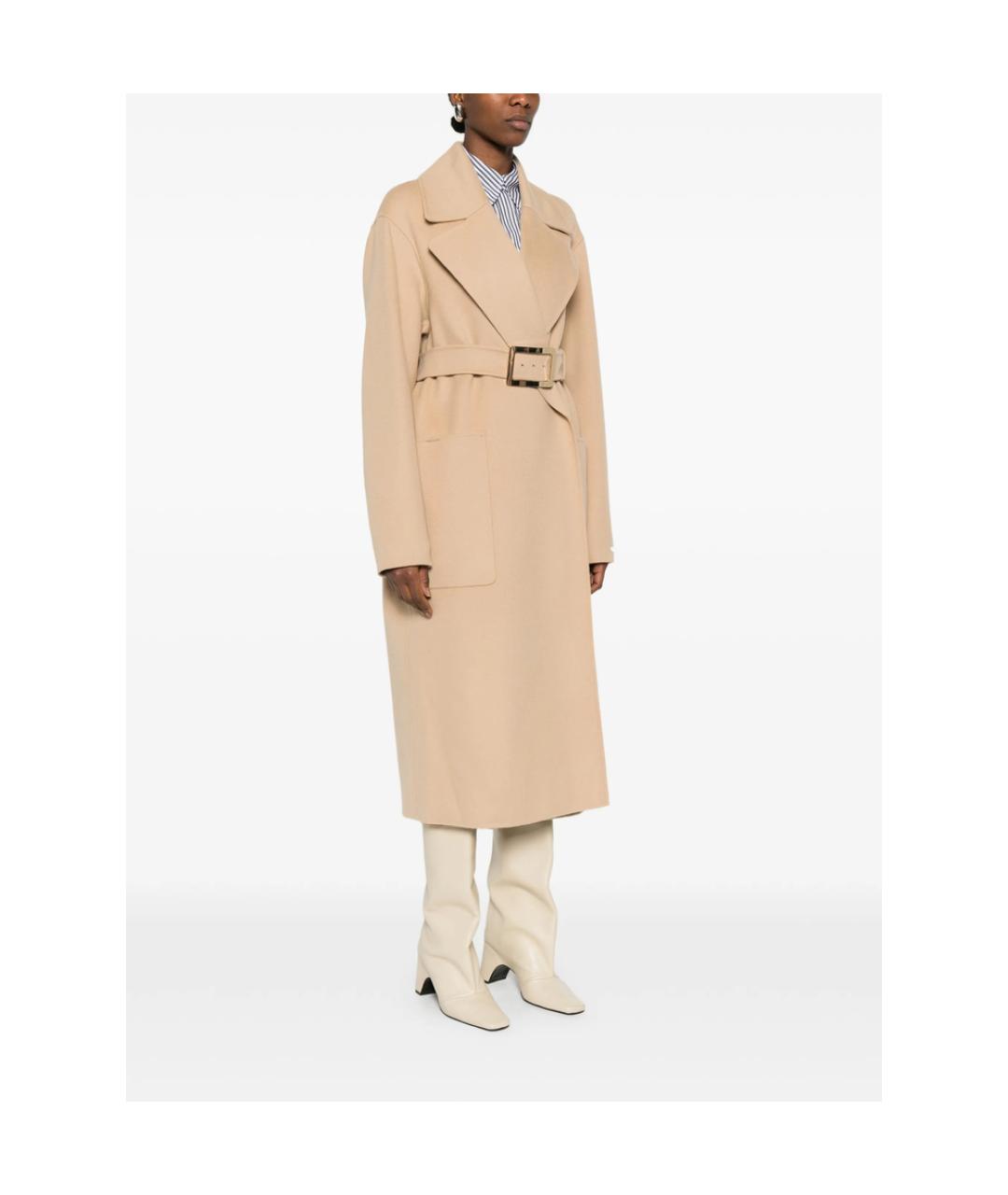 SPORTMAX Бежевое шерстяное пальто, фото 4