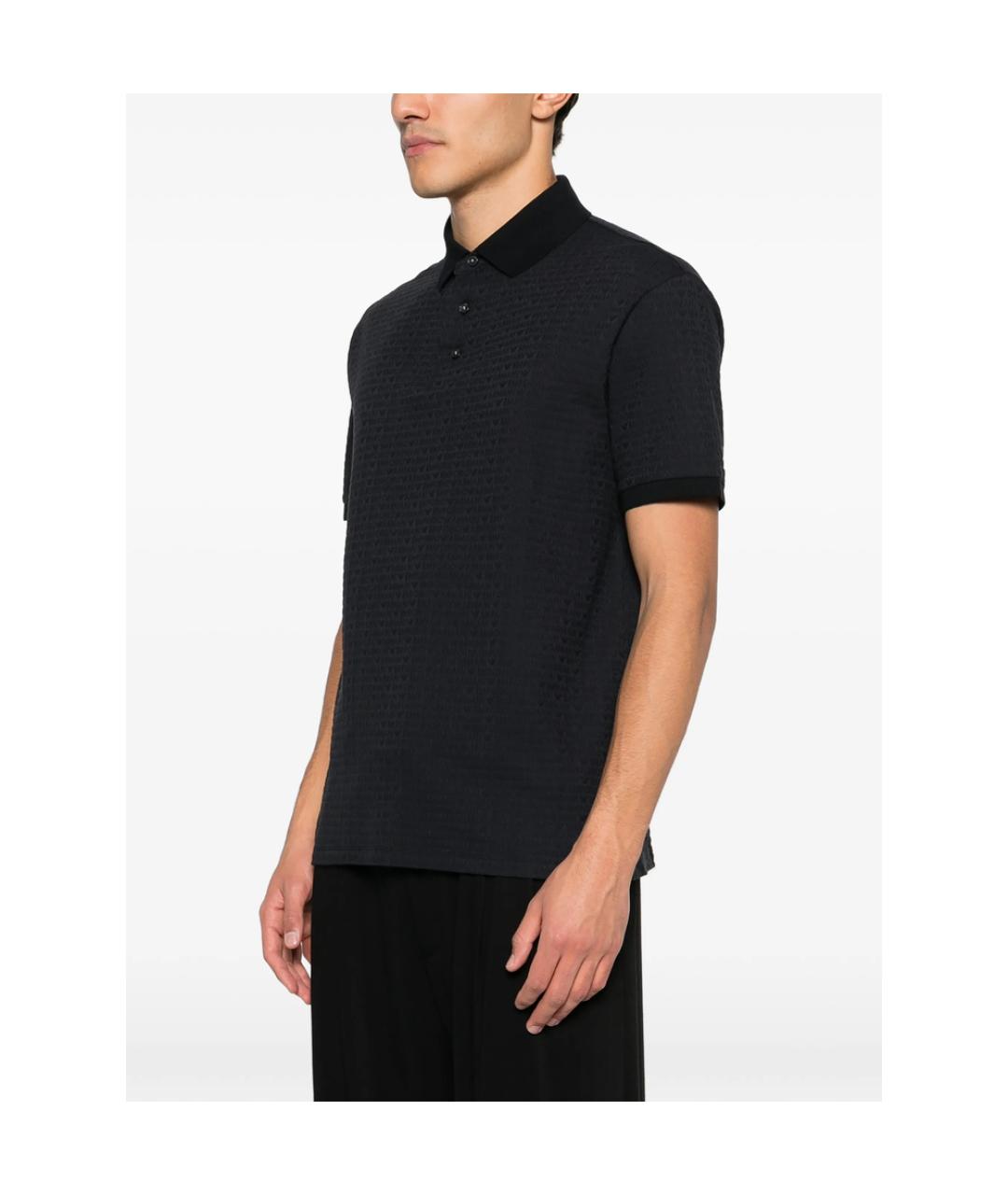 EMPORIO ARMANI Черное хлопковое поло с коротким рукавом, фото 5
