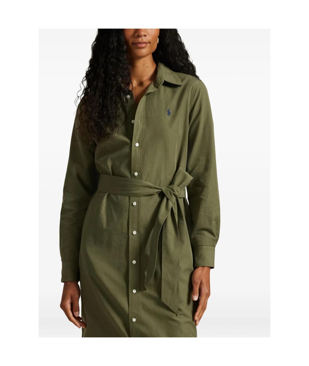 RALPH LAUREN Зеленое хлопковое повседневное платье, фото 3