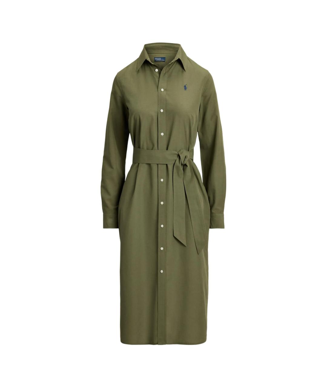 RALPH LAUREN Зеленое хлопковое повседневное платье, фото 1