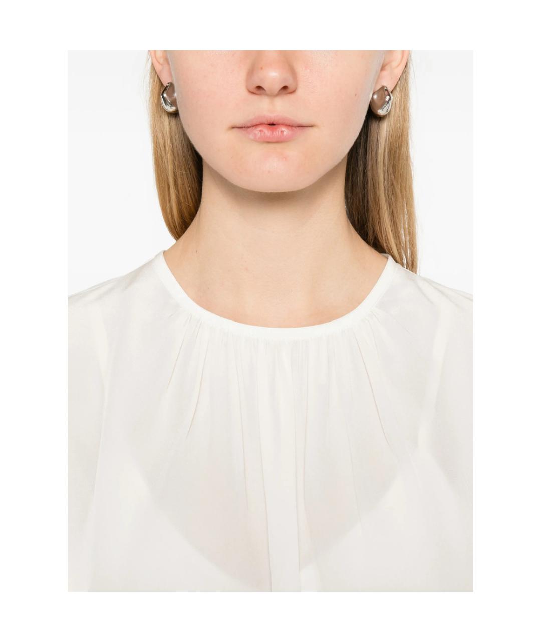 MAX MARA STUDIO Белая шелковая рубашка, фото 3