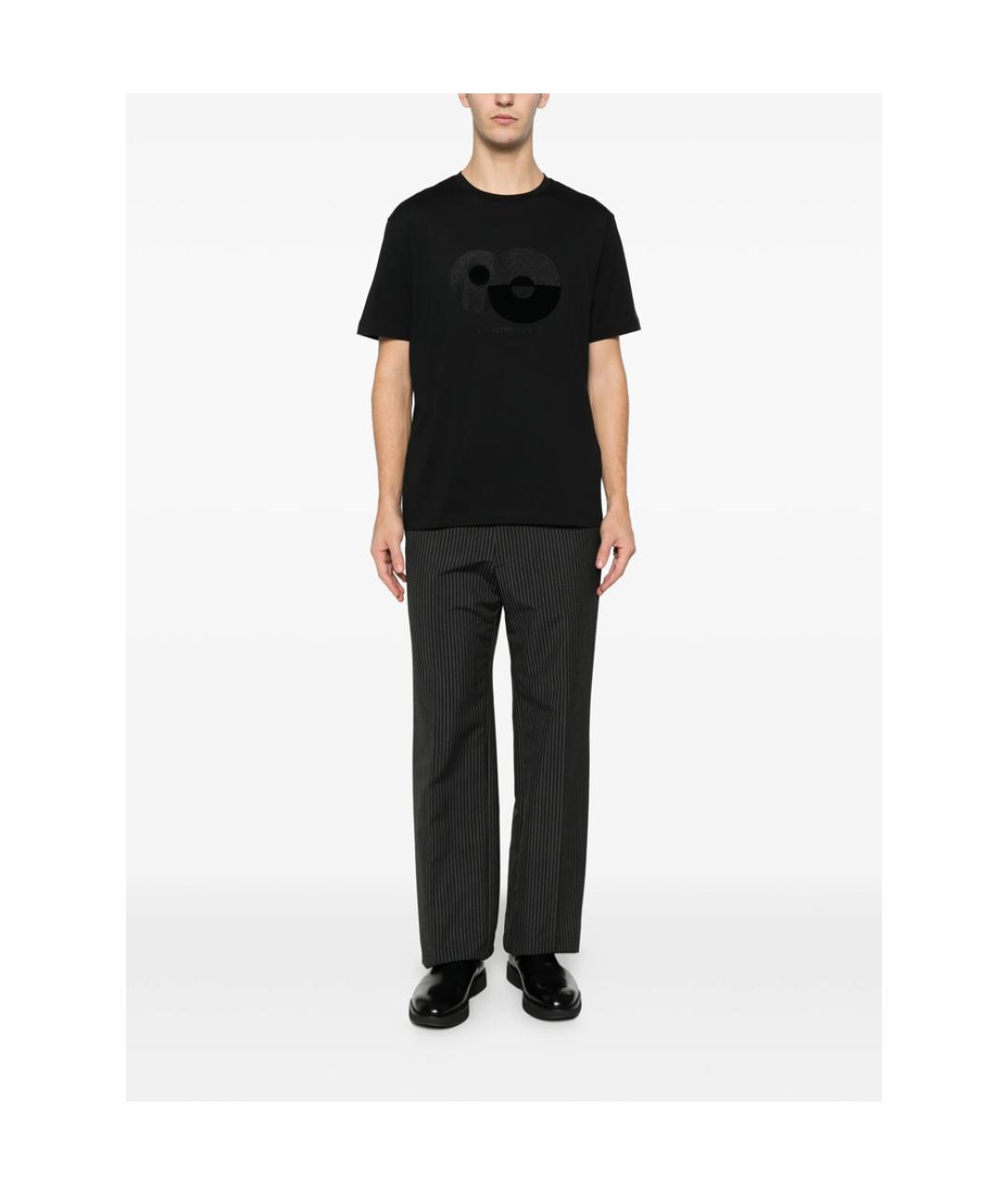 EMPORIO ARMANI Черная хлопковая футболка, фото 4