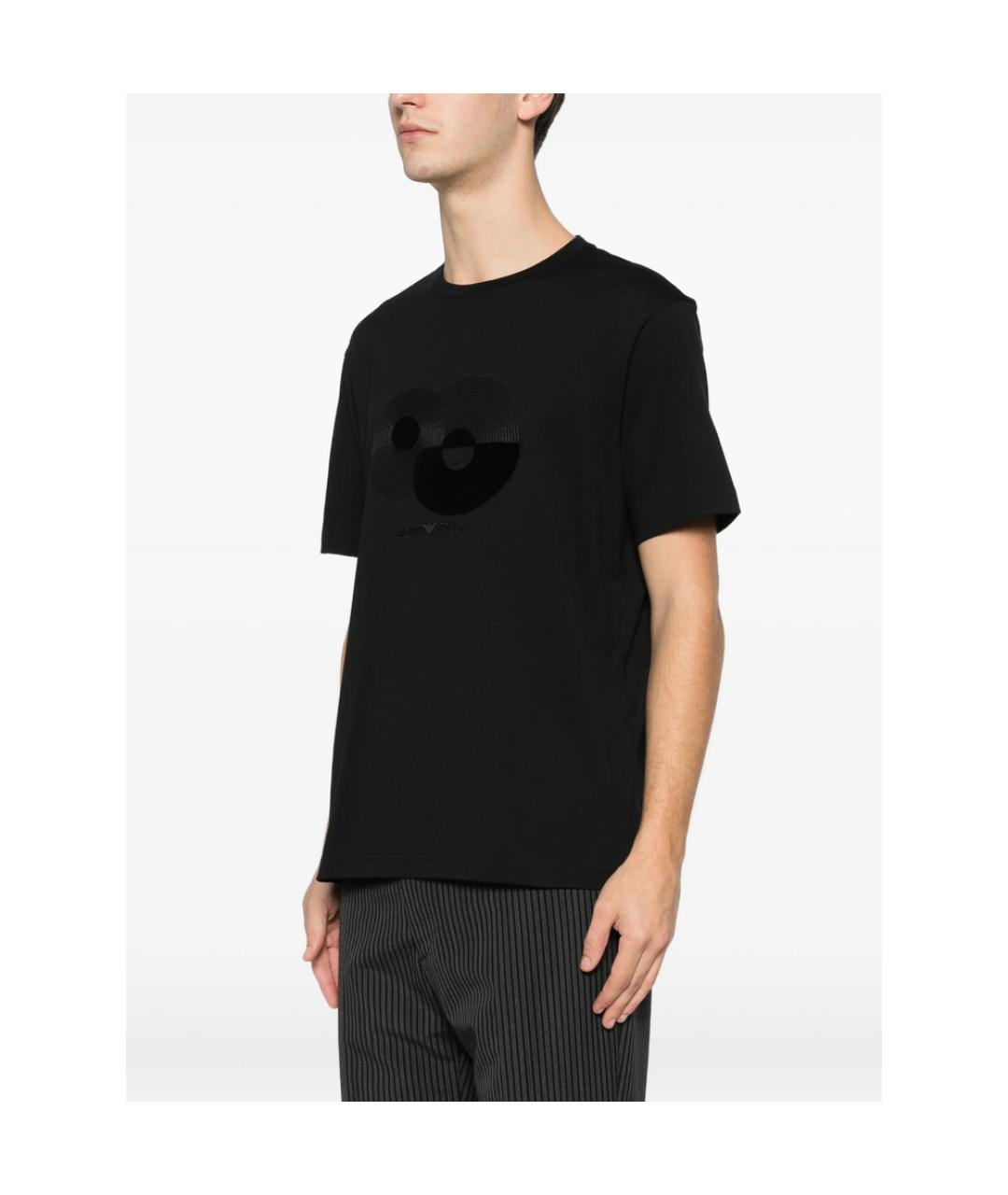 EMPORIO ARMANI Черная хлопковая футболка, фото 3