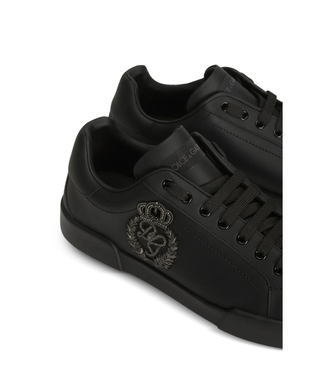 DOLCE&GABBANA Черные текстильные низкие кроссовки / кеды, фото 3