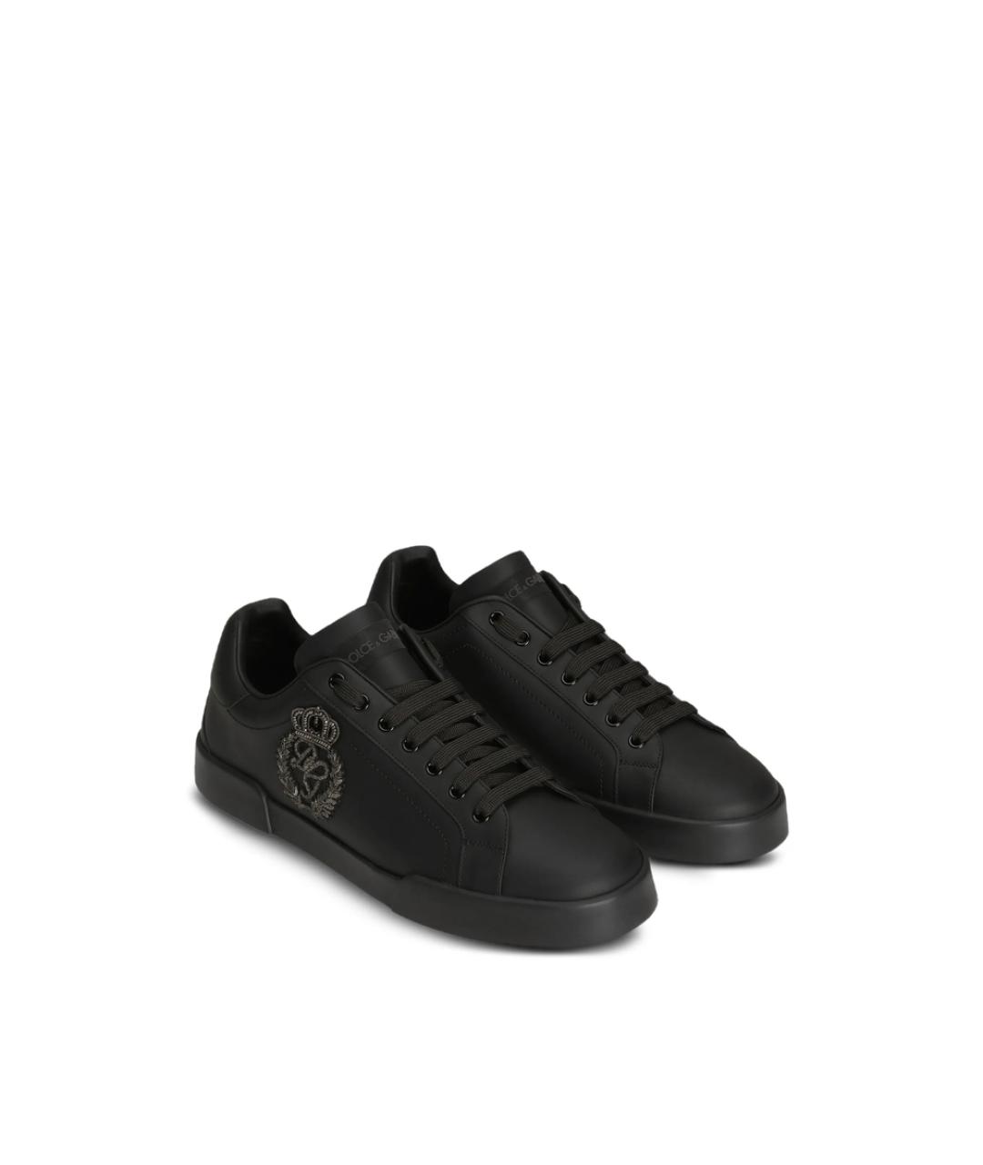 DOLCE&GABBANA Черные текстильные низкие кроссовки / кеды, фото 4