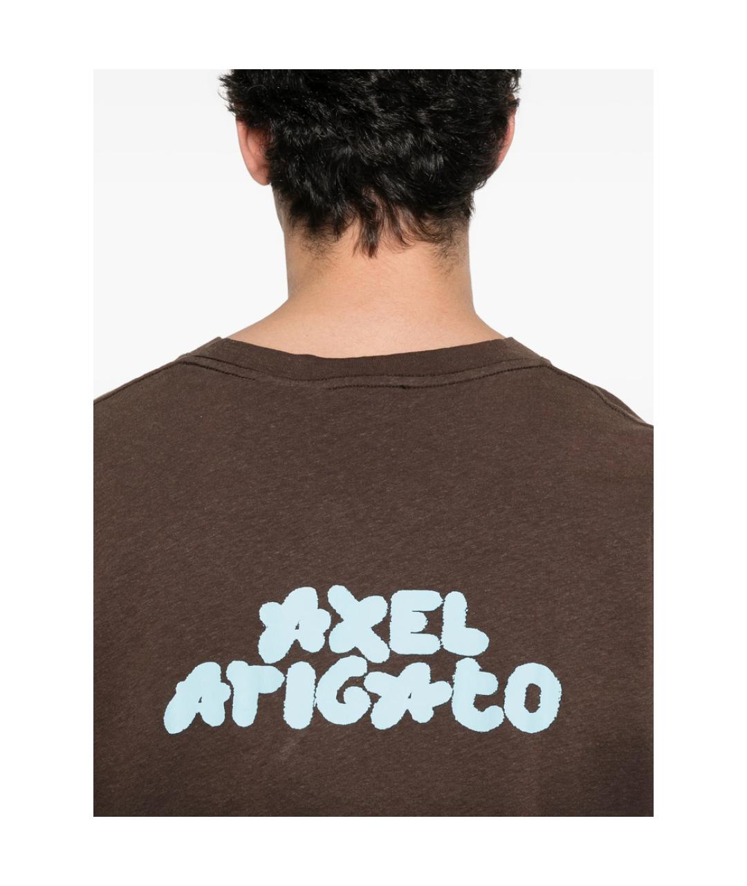 AXEL ARIGATO Коричневая хлопковая футболка, фото 3