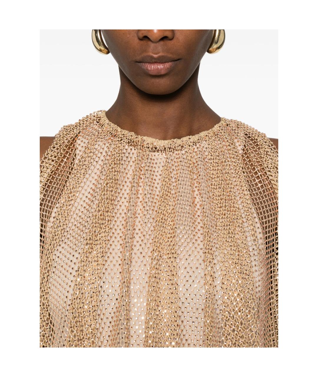 SPORTMAX Золотая полиэстеровая майка, фото 4