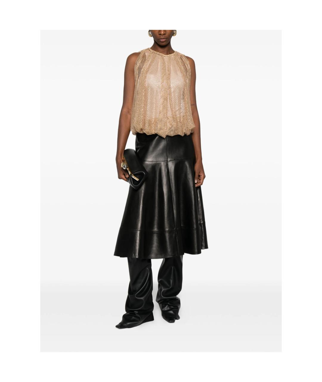 SPORTMAX Золотая полиэстеровая майка, фото 3