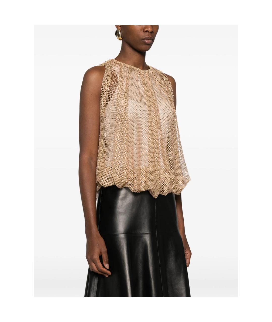 SPORTMAX Золотая полиэстеровая майка, фото 2