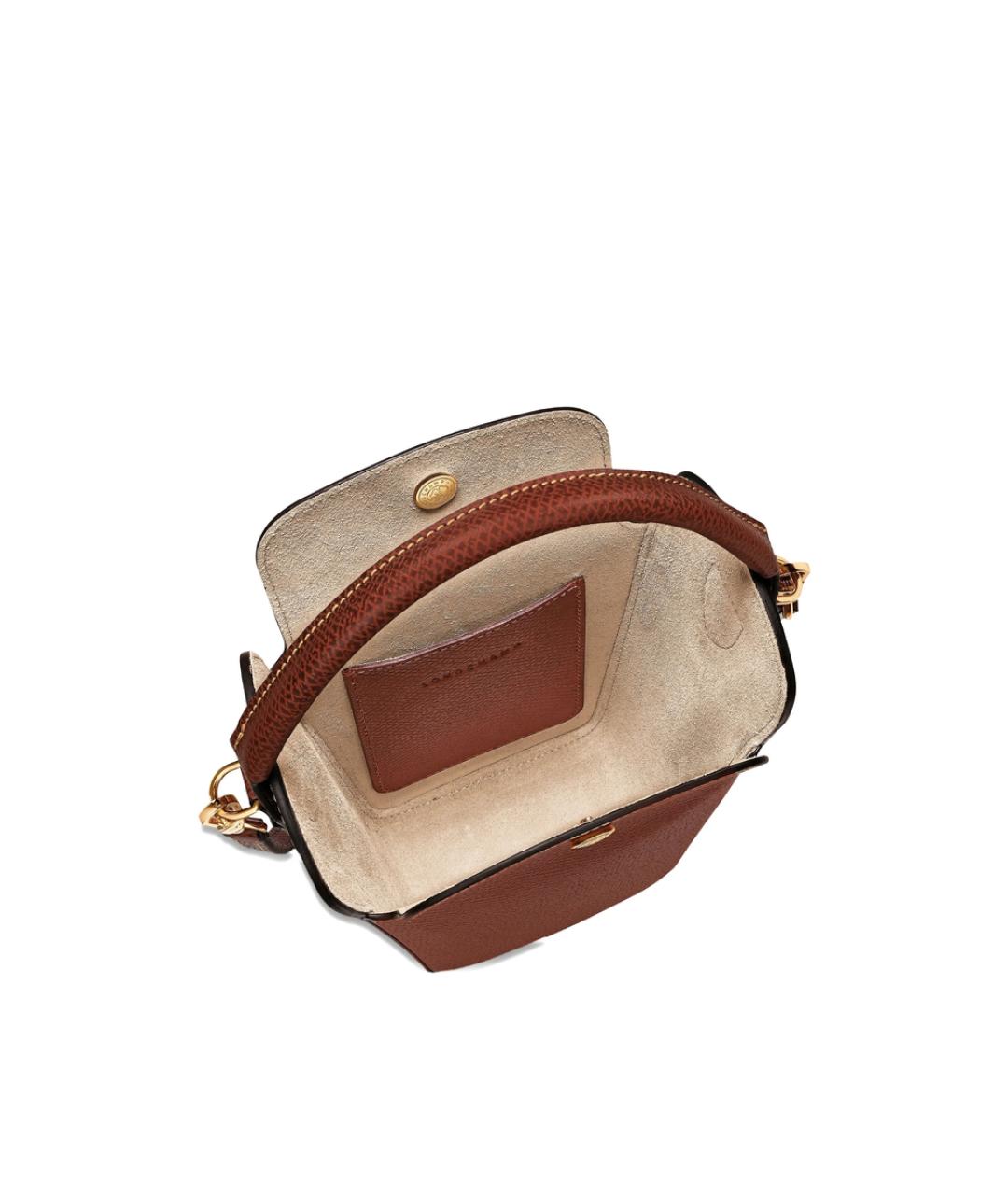 LONGCHAMP Коричневая кожаная сумка с короткими ручками, фото 3