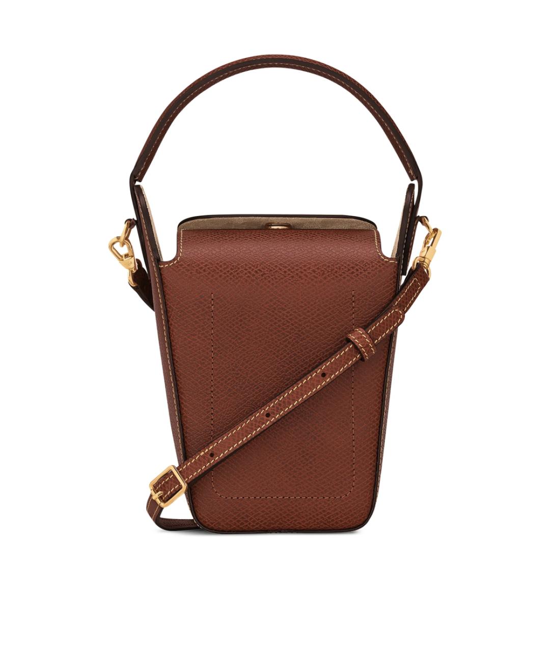 LONGCHAMP Коричневая кожаная сумка с короткими ручками, фото 1