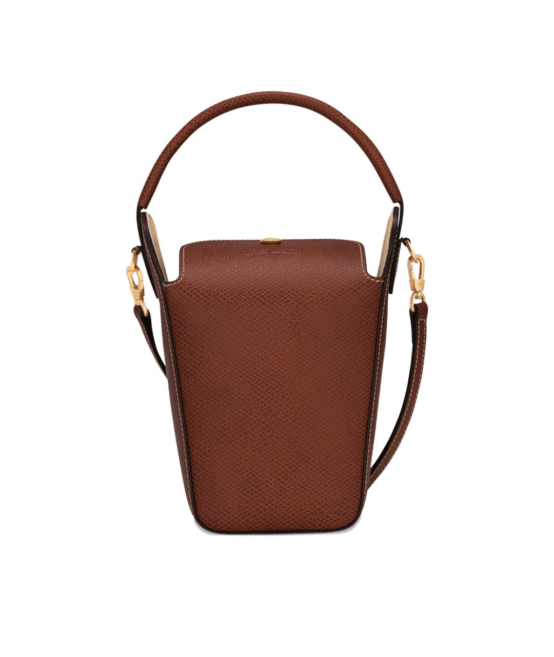 LONGCHAMP Коричневая кожаная сумка с короткими ручками, фото 2