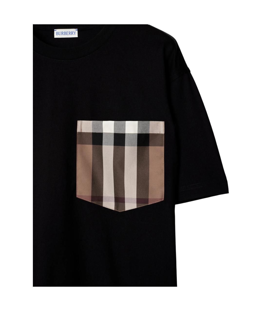 BURBERRY Черная хлопковая футболка, фото 3