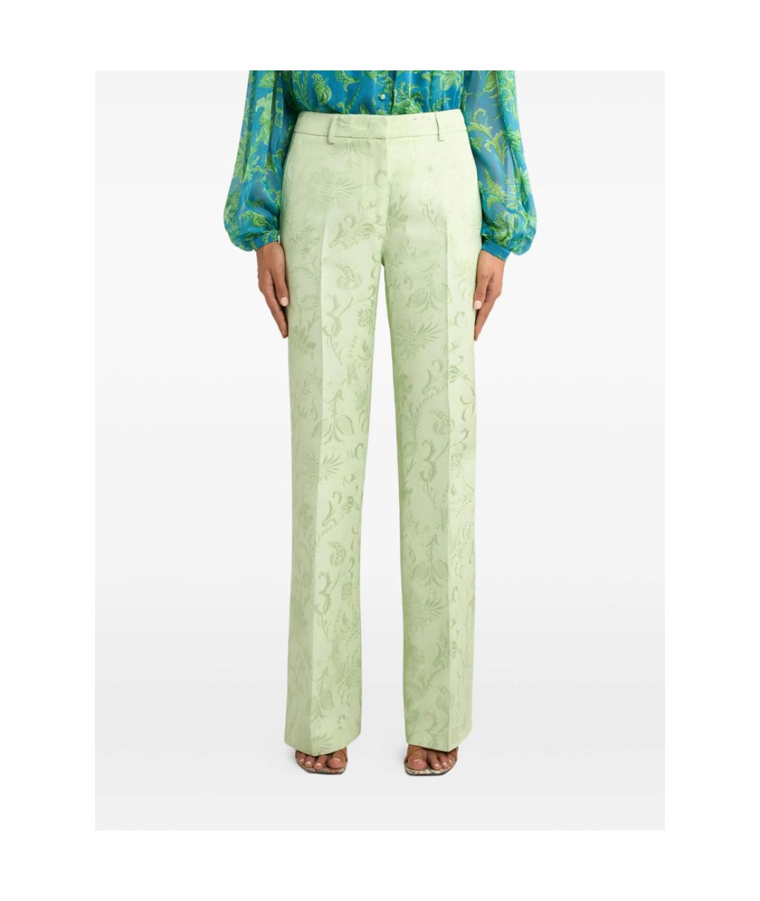 ETRO Зеленые вискозные прямые брюки, фото 4