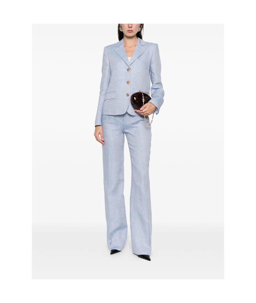ETRO Голубые льняные прямые брюки, фото 4