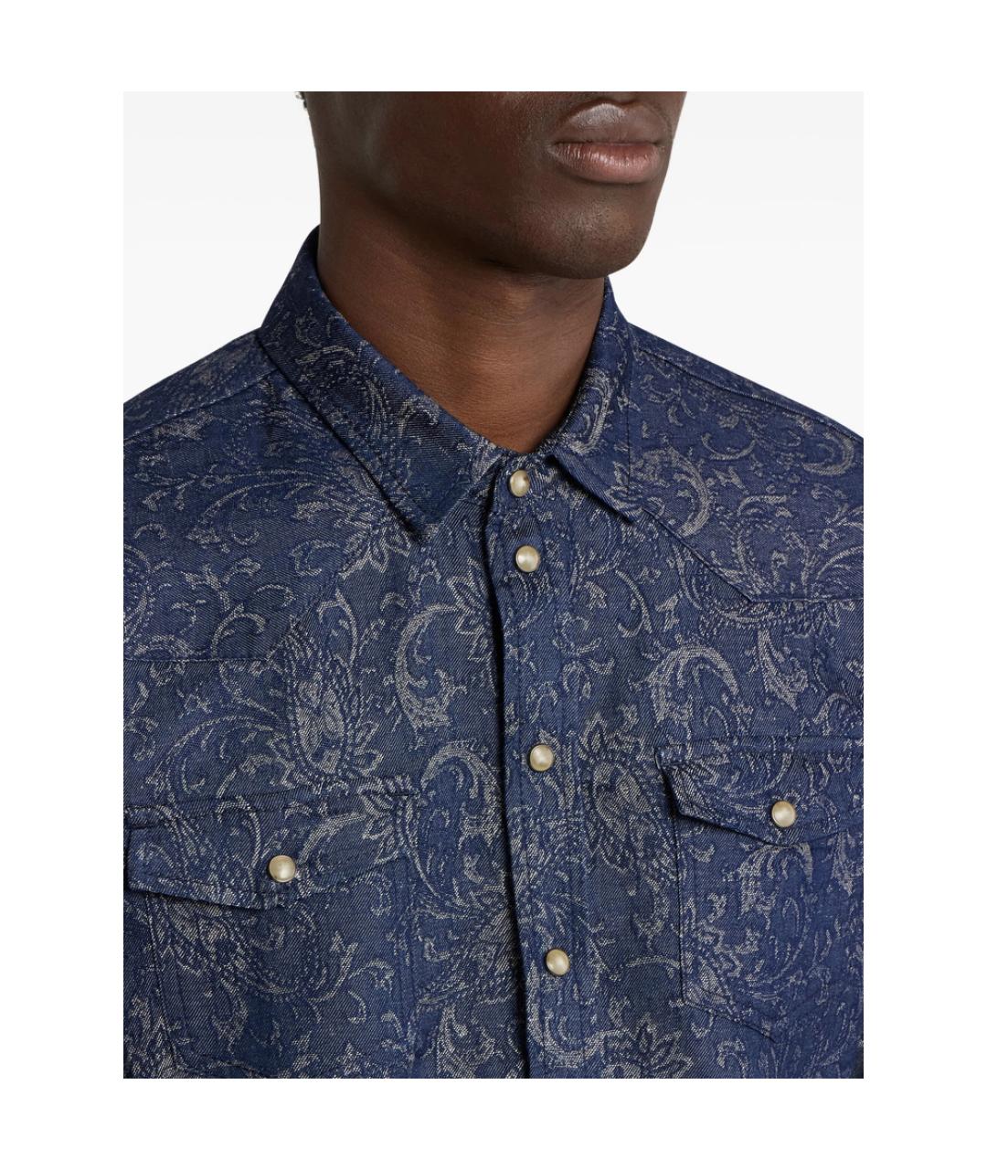 ETRO Синяя хлопковая кэжуал рубашка, фото 4