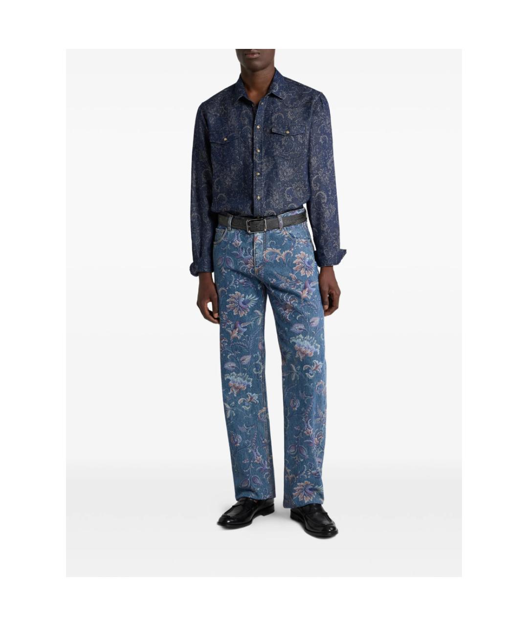 ETRO Синяя хлопковая кэжуал рубашка, фото 5