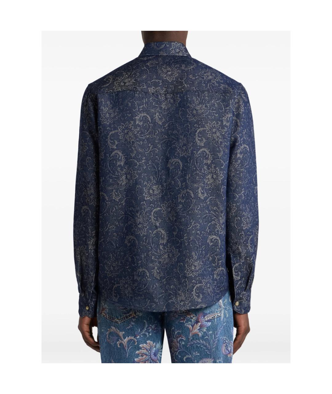 ETRO Синяя хлопковая кэжуал рубашка, фото 2