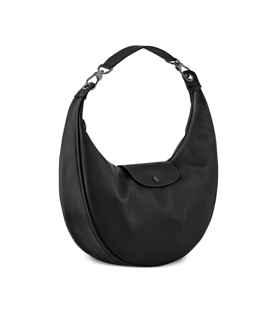 LONGCHAMP Черная кожаная сумка через плечо, фото 5