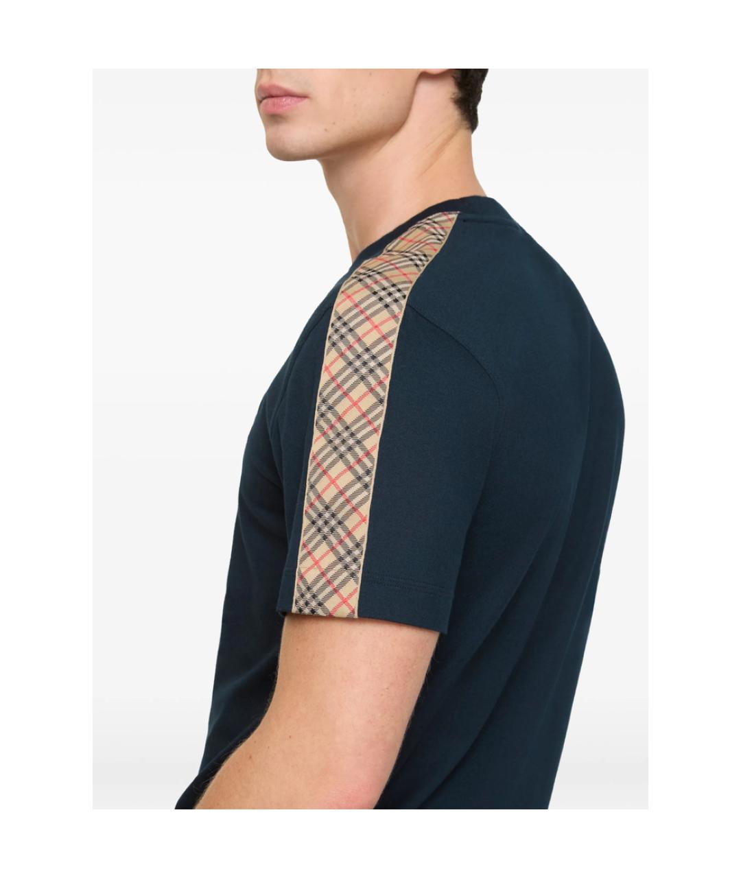 BURBERRY Синяя хлопковая футболка, фото 2
