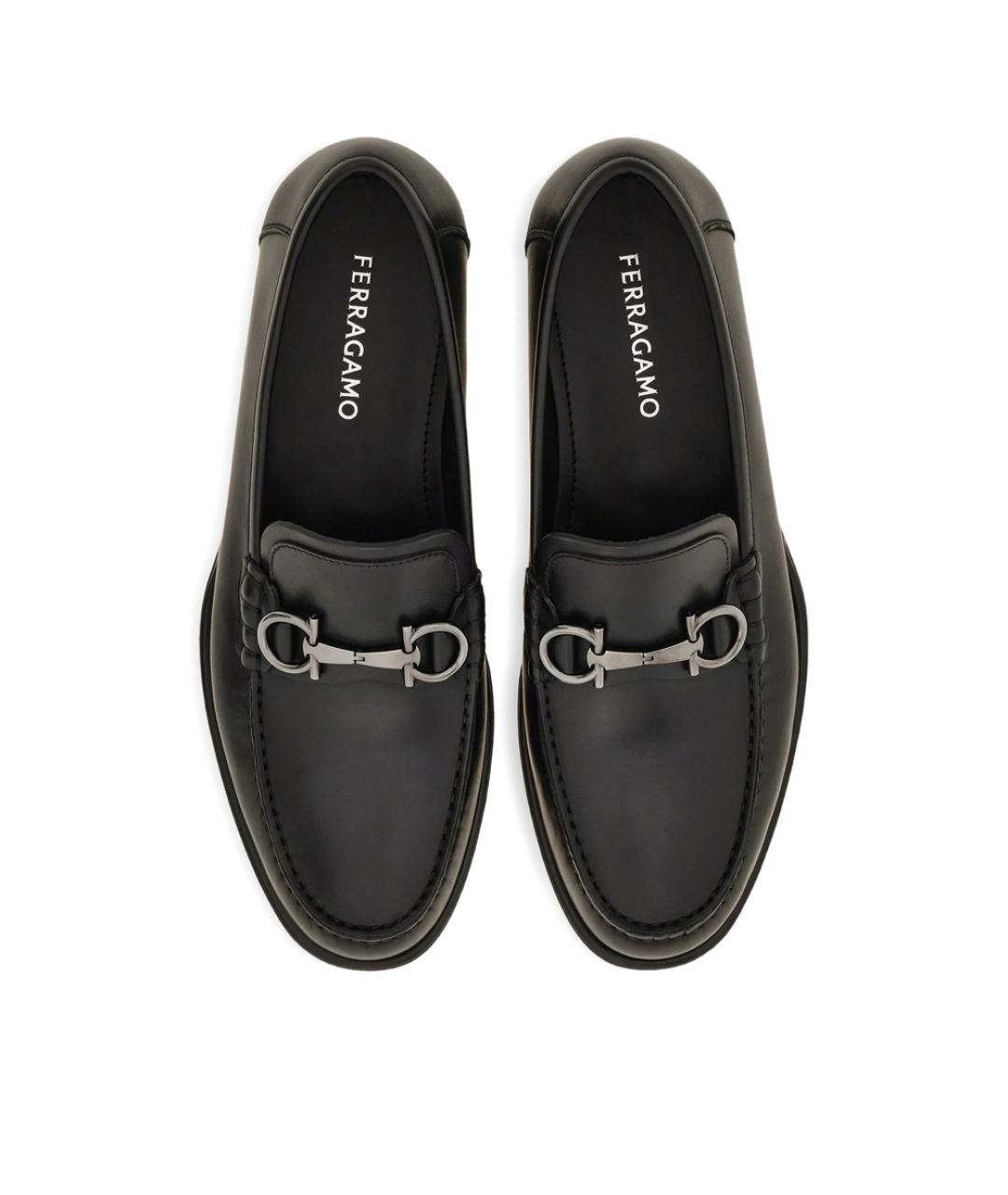 FERRAGAMO Черные кожаные лоферы, фото 4