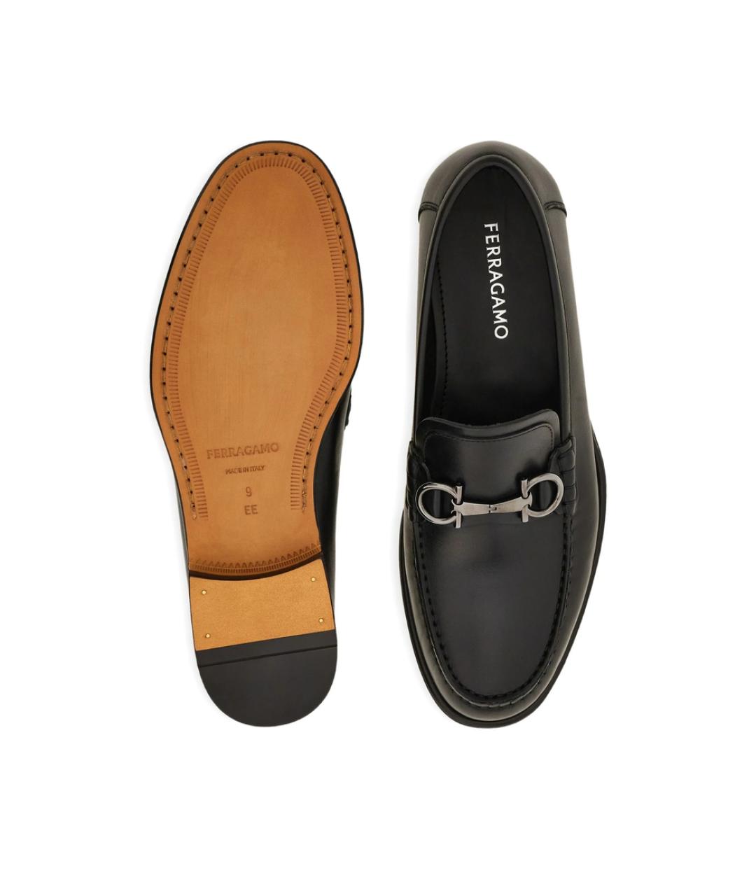 FERRAGAMO Черные кожаные лоферы, фото 2