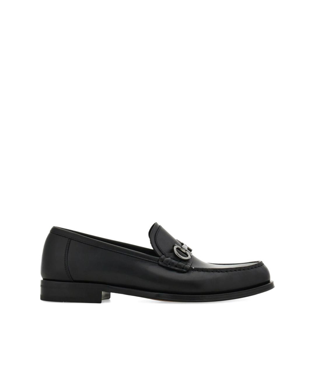 FERRAGAMO Черные кожаные лоферы, фото 1