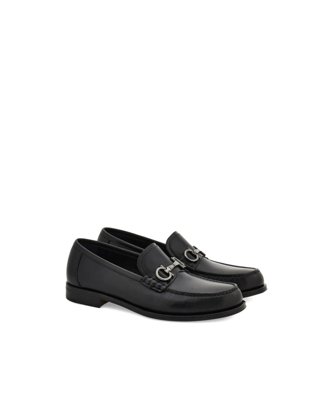 FERRAGAMO Черные кожаные лоферы, фото 5