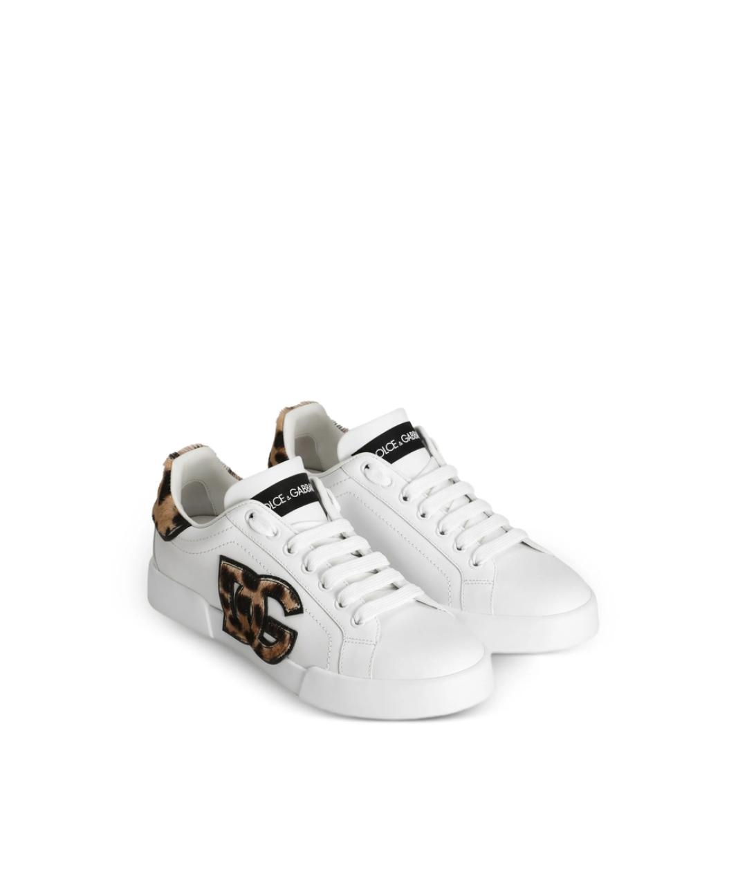 DOLCE&GABBANA Белые кожаные кроссовки, фото 3