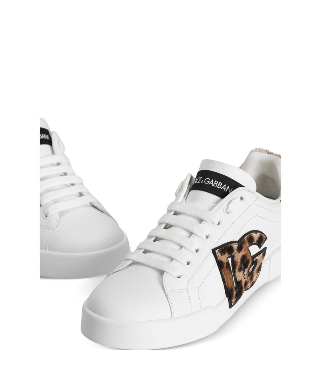 DOLCE&GABBANA Белые кожаные кроссовки, фото 2
