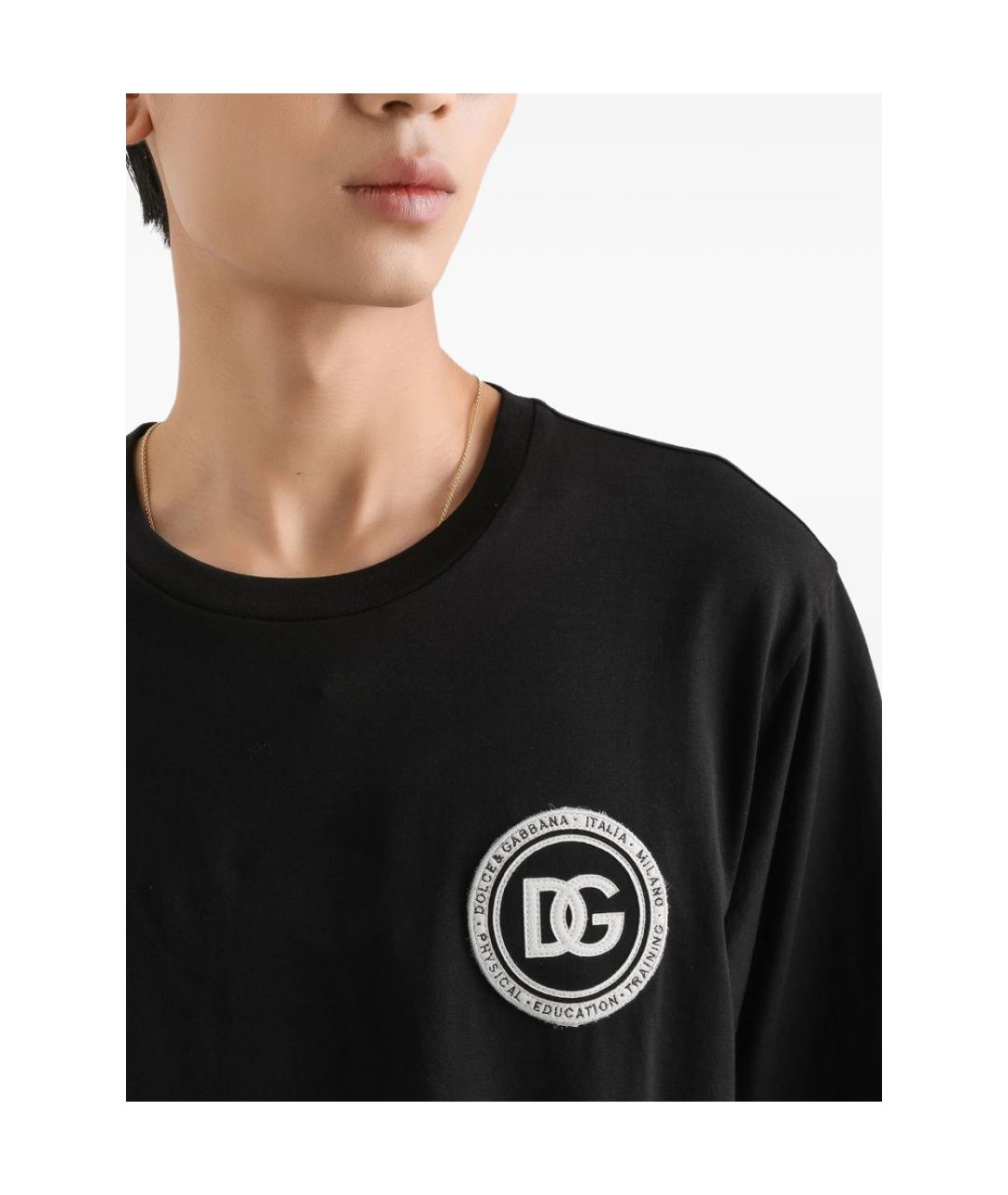 DOLCE&GABBANA Черная хлопковая футболка, фото 2
